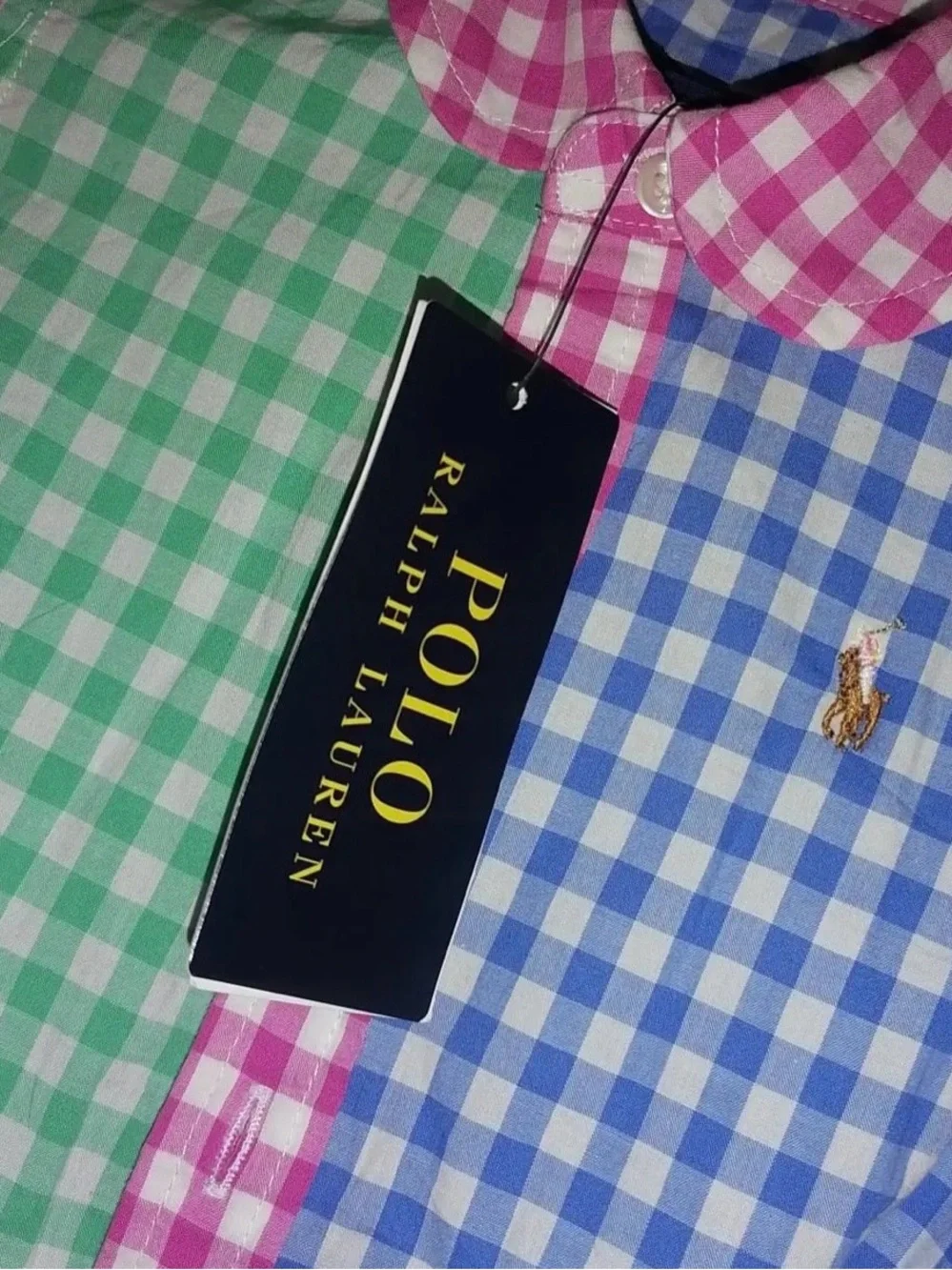 NWT Polo Ralph Lauren Girls Patchwork Gingham Cotton Poplin Shirt Dress 12